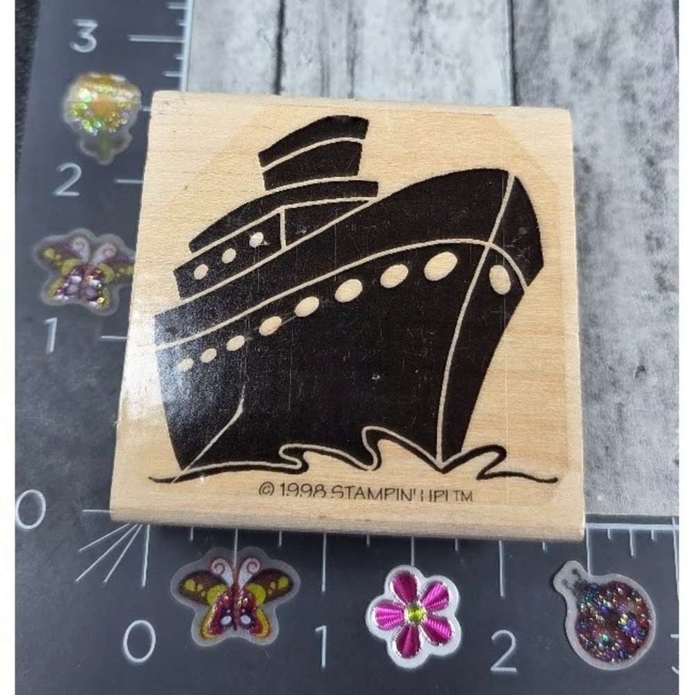 Stampin' Up! Large Boat Barge Silhouette 1998 Rubber Stamp Wood #D27